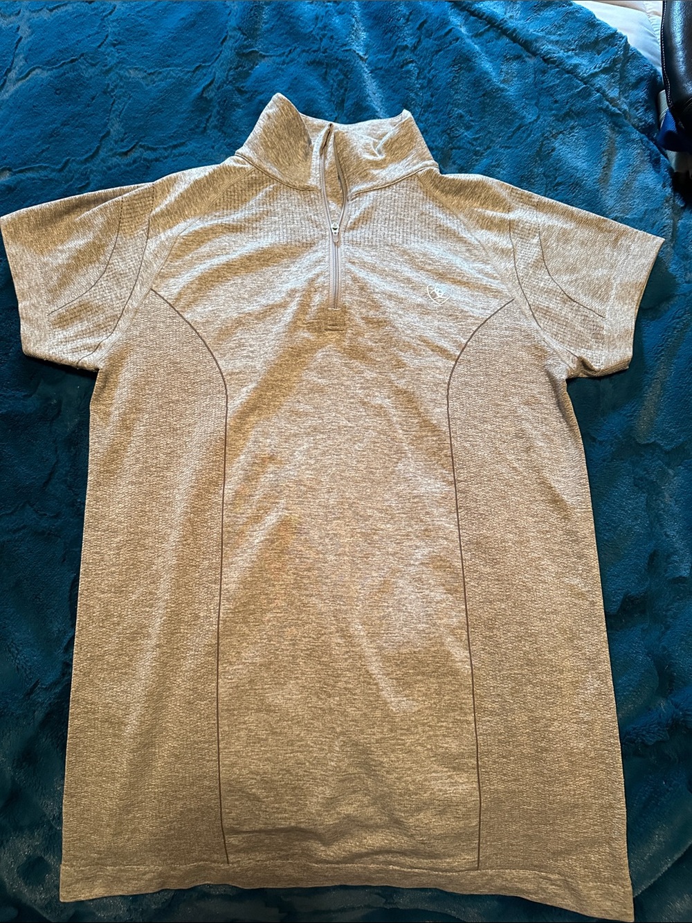 Ladies Ariat Light Heather Gray Short-Sleeve Quarter-Zip Polo